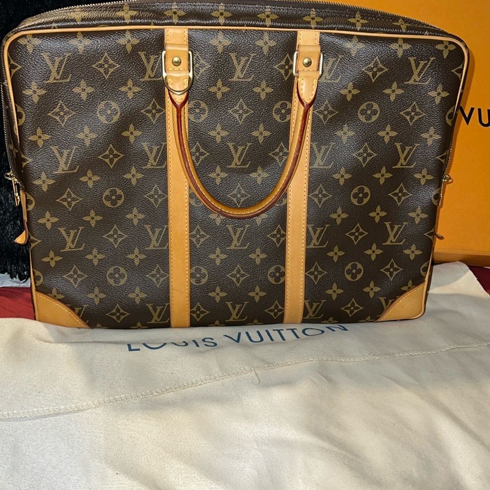 Louis Vuitton Monogram Brown Briefcase with authentic LV strap!